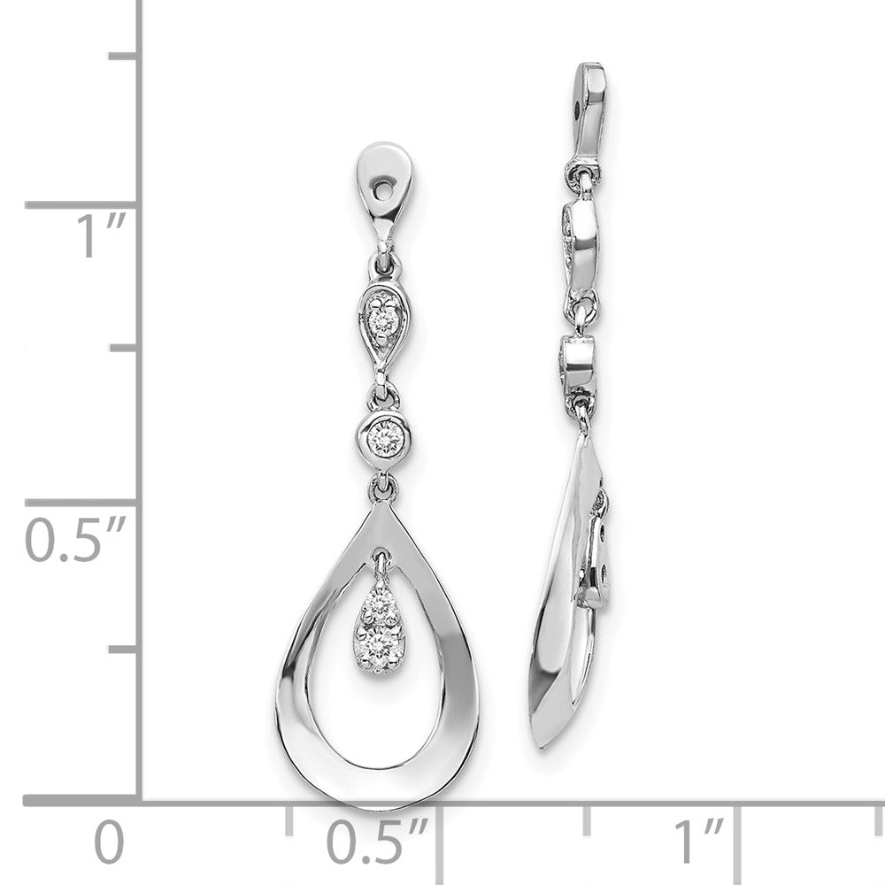 10k White Gold 1/8 carat Diamond Teardrop Dangle Earring Jackets