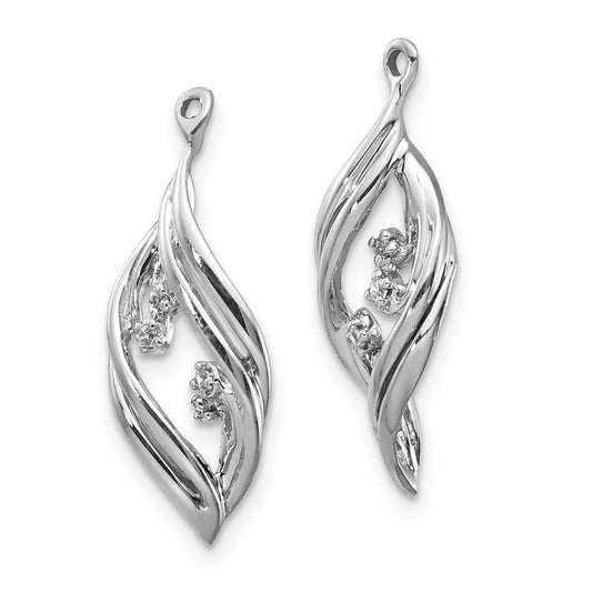 14k White Gold .03 carat Lab Grown Diamond VS/SI+ G+ Twisted Dangle Earring Jackets