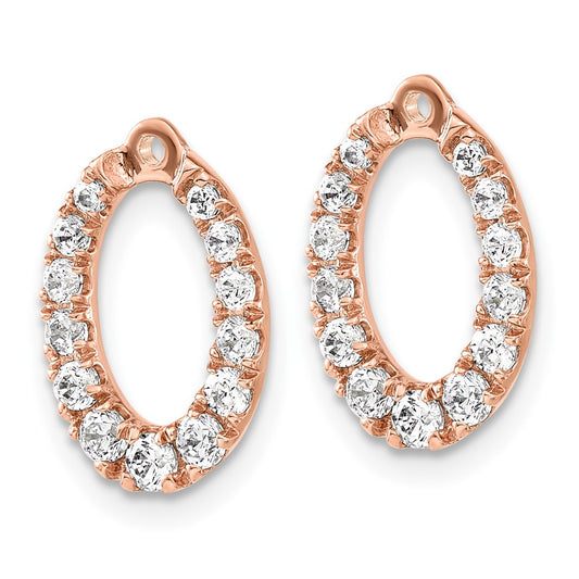 14k Rose Gold 1 1/3 carat Lab Grown Diamond VS/SI+ G+ Oval Earring Jackets