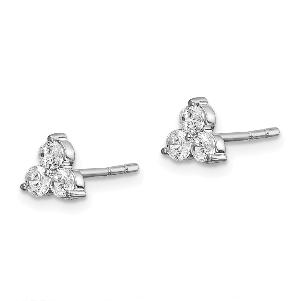 True Origin 14K White Gold 1/2 carat Lab Grown Diamond VS+ F+ Complete Three Stone Post Stud Earrings