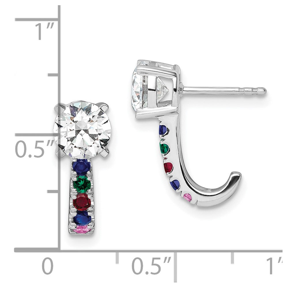 14k White Gold 2 carat Lab Grown Diamond VS/SI+ G+ and Multi Gemstone Complete Earrings