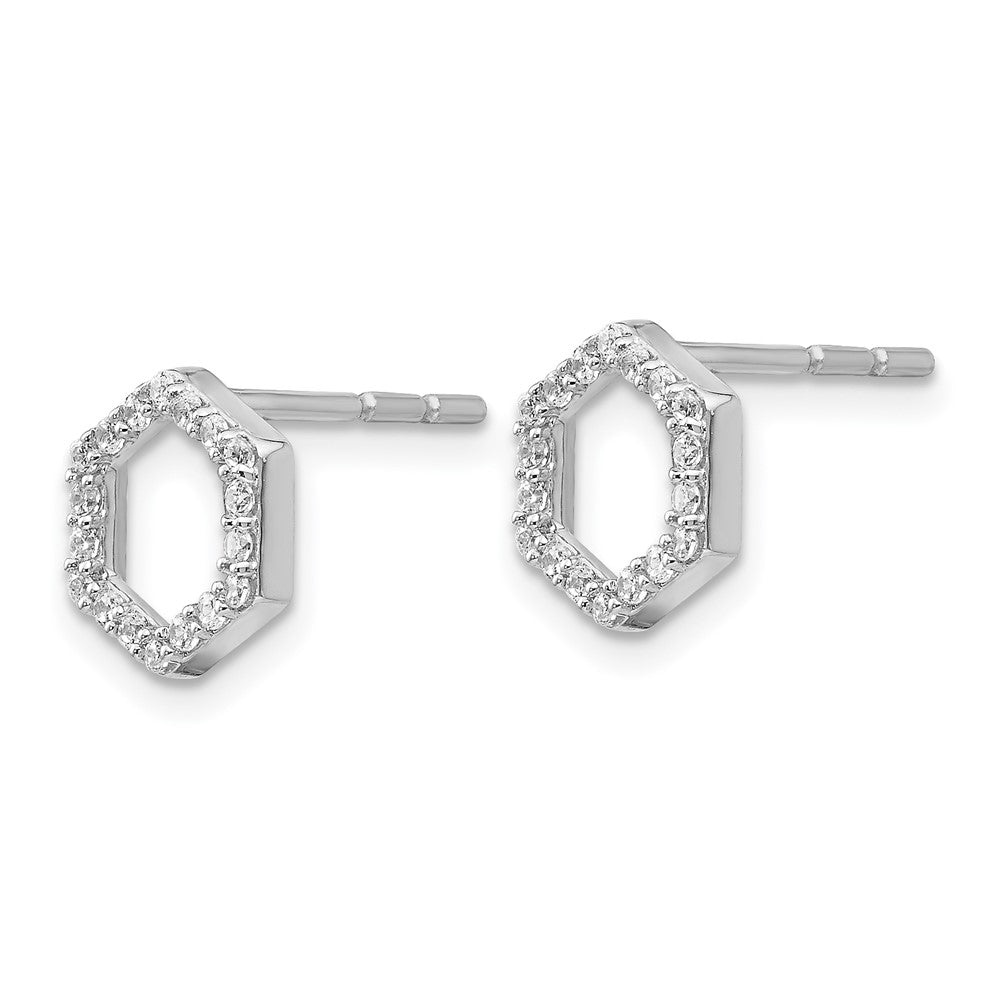 True Origin 14K White Gold 1/5 carat Lab Grown Diamond VS+ F+ Complete Hexagon Post Earrings