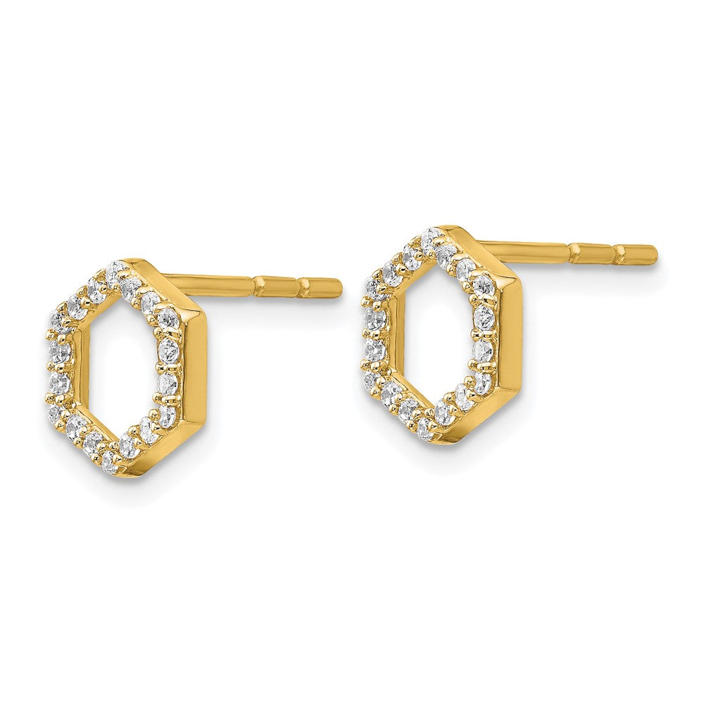 True Origin 14K Yellow Gold 1/5 carat Lab Grown Diamond VS+ F+ Complete Hexagon Post Earrings