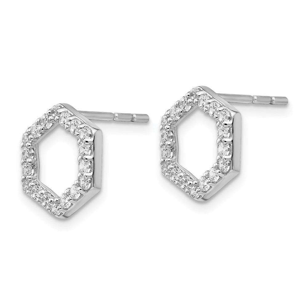 True Origin 14K White Gold 1/2 carat Lab Grown Diamond VS+ F+ Complete Hexagon Post Earrings