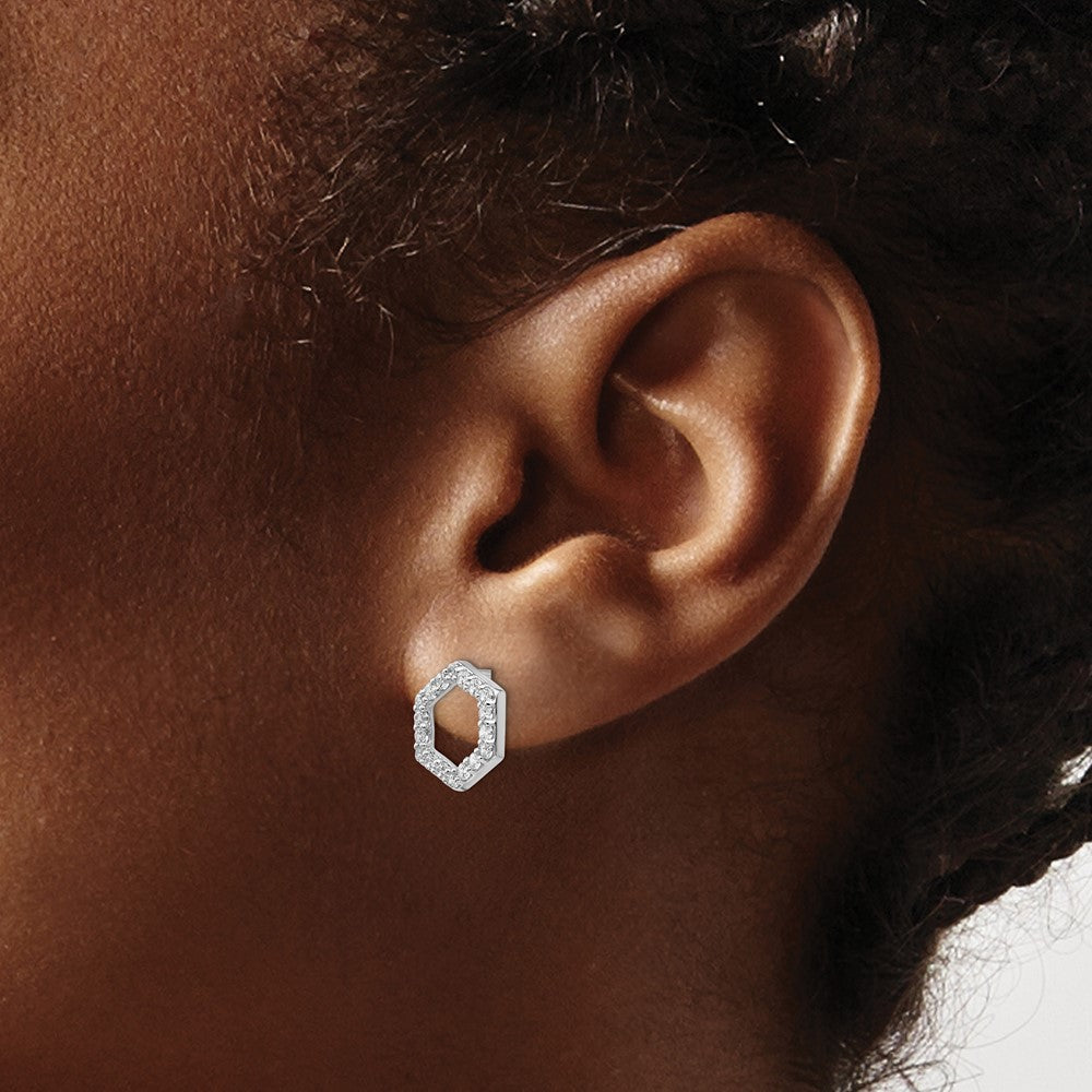 True Origin 14K White Gold 1/2 carat Lab Grown Diamond VS+ F+ Complete Hexagon Post Earrings