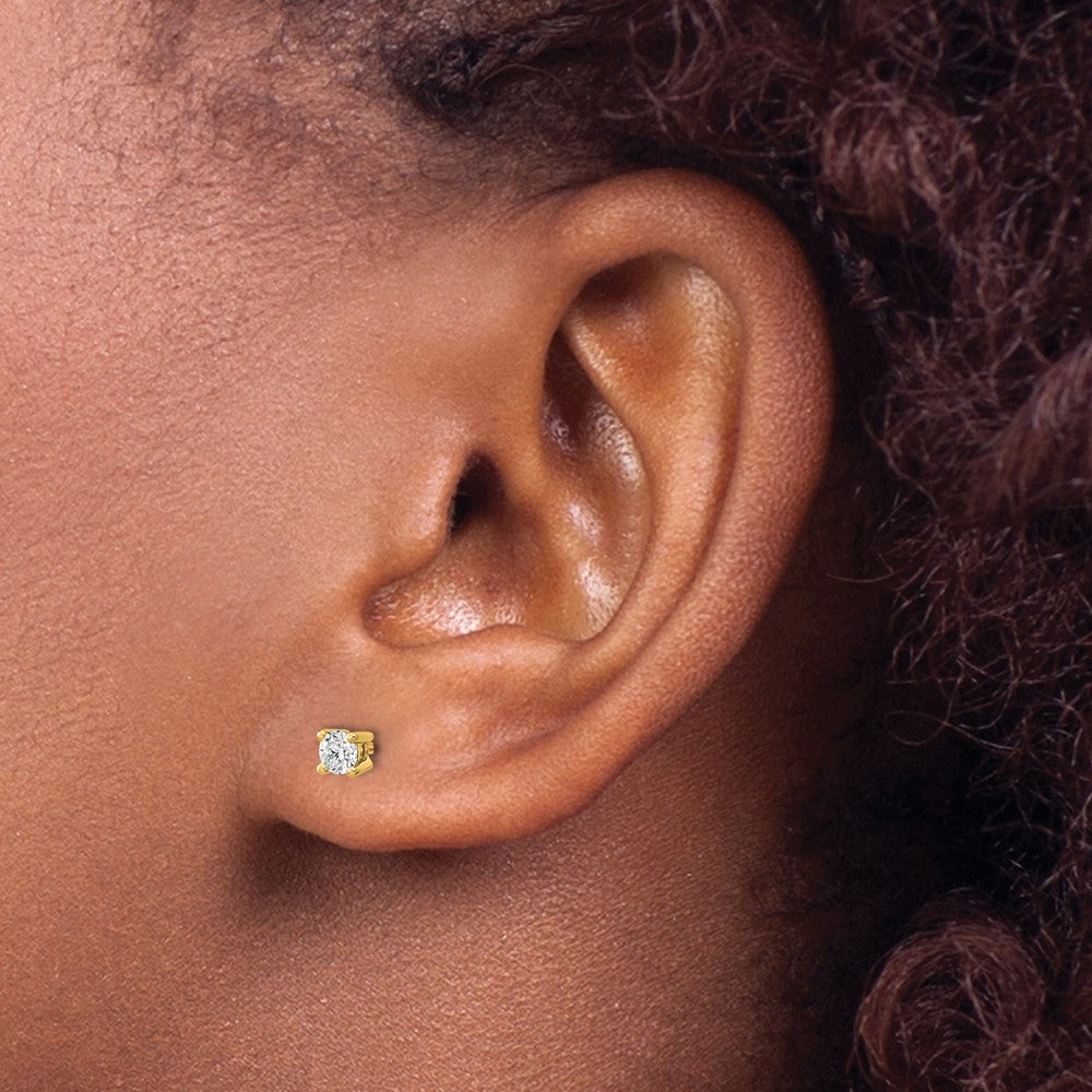 14k 1/10 carat Lab Grown Diamond VS+ F+ Round Complete Four Prong Heavyweight Stud Earrings