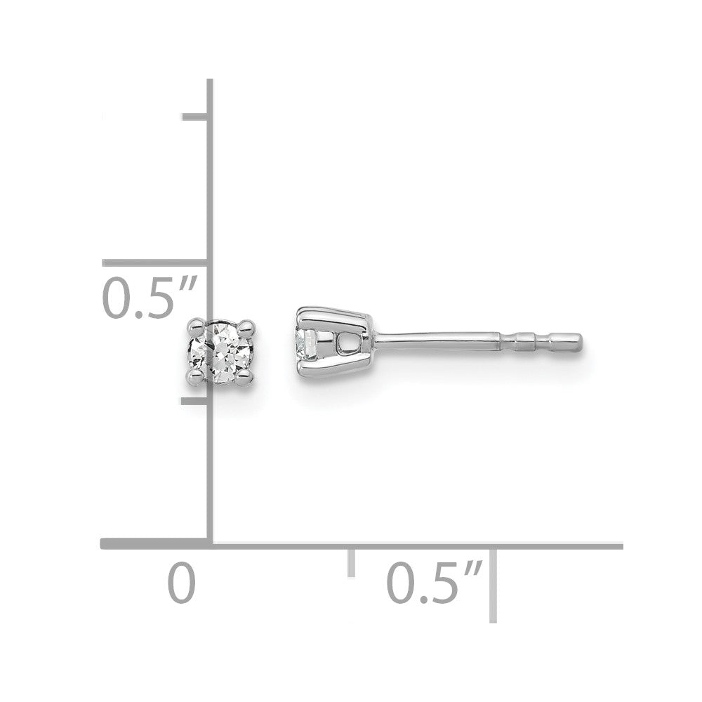 14k White Gold 1/6 carat Lab Grown Diamond VS+ F+ Round Complete Four Prong Heavyweight Stud Earrings