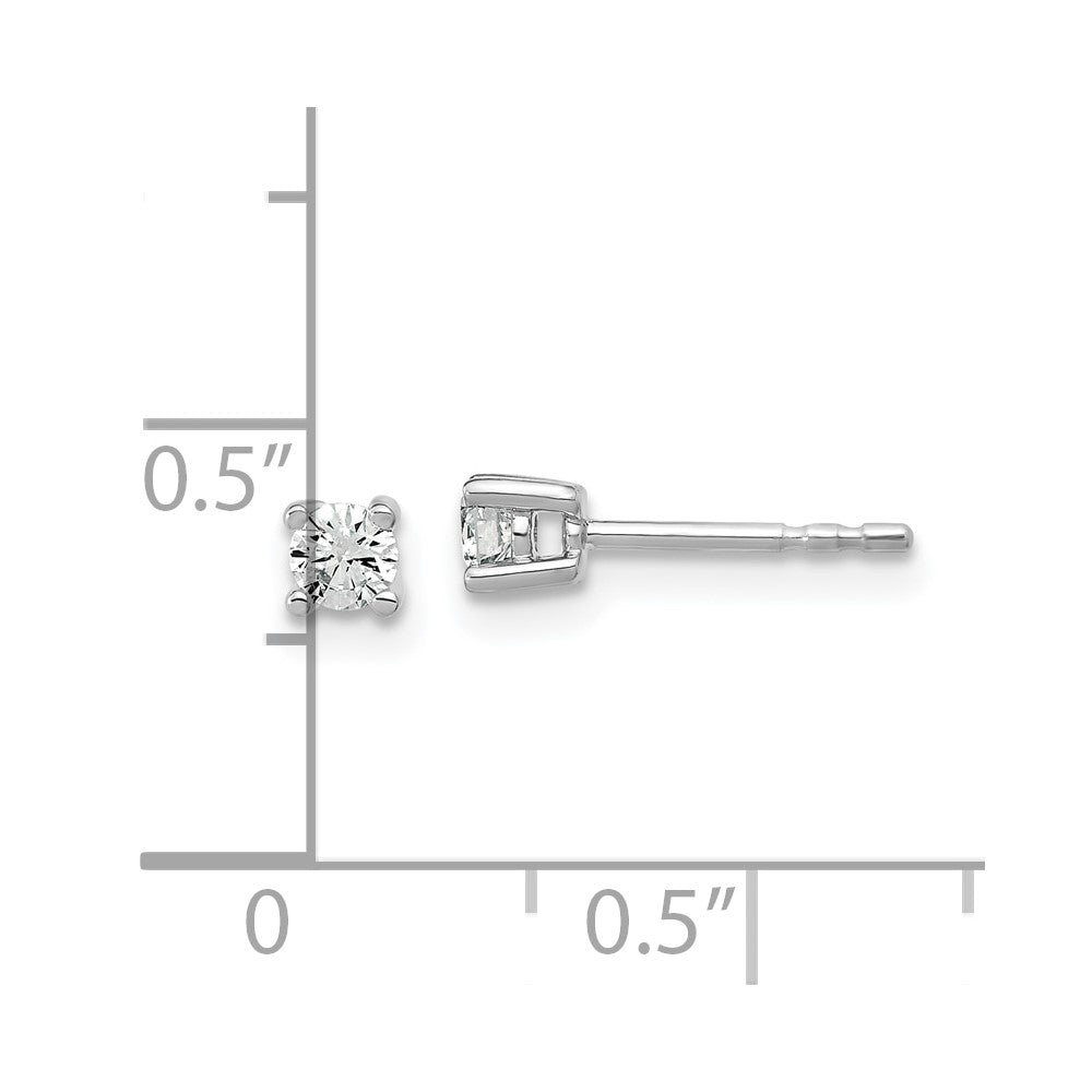 14k White Gold 1/5 carat Lab Grown Diamond VS+ F+ Round Complete Four Prong Heavyweight Stud Earrings