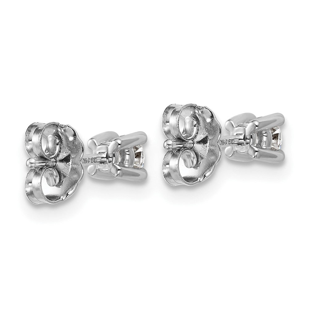 14k White Gold 1/4 carat Certified Lab Grown Diamond VS+ F+ Round Complete Four Prong Heavyweight Stud Earrings