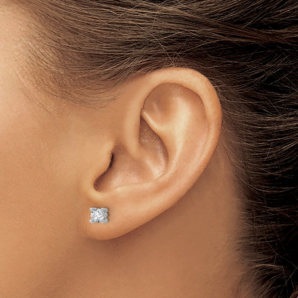 14k White Gold 5/8 carat Lab Grown Diamond VS/SI+ G+ Round Complete Four Prong Heavyweight Stud Earrings