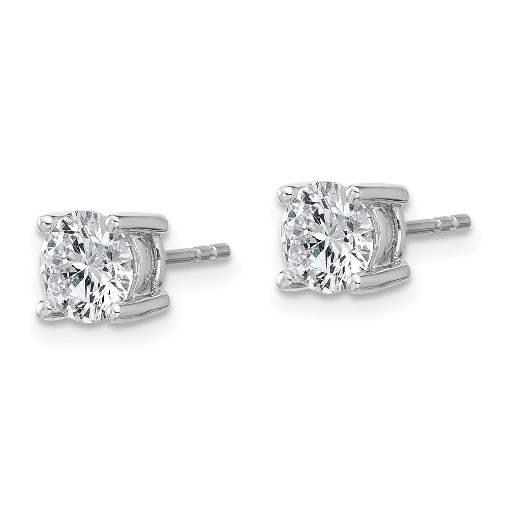 14k White Gold 1 1/2 carat Lab Grown Diamond VS+ F+ Round Complete Four Prong Heavyweight Stud Earrings