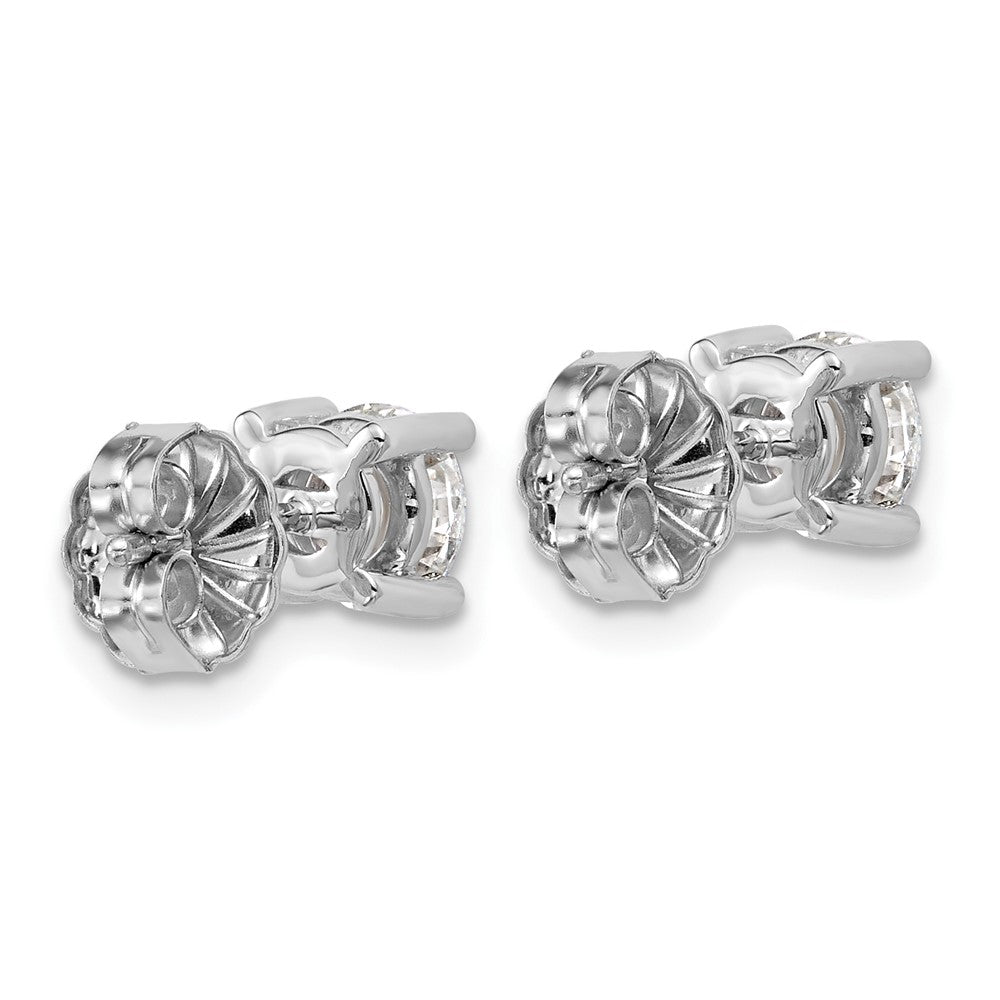 14k White Gold 1 1/2 carat Lab Grown Diamond VS/SI+ G+ Round Complete Four Prong Heavyweight Stud Earrings