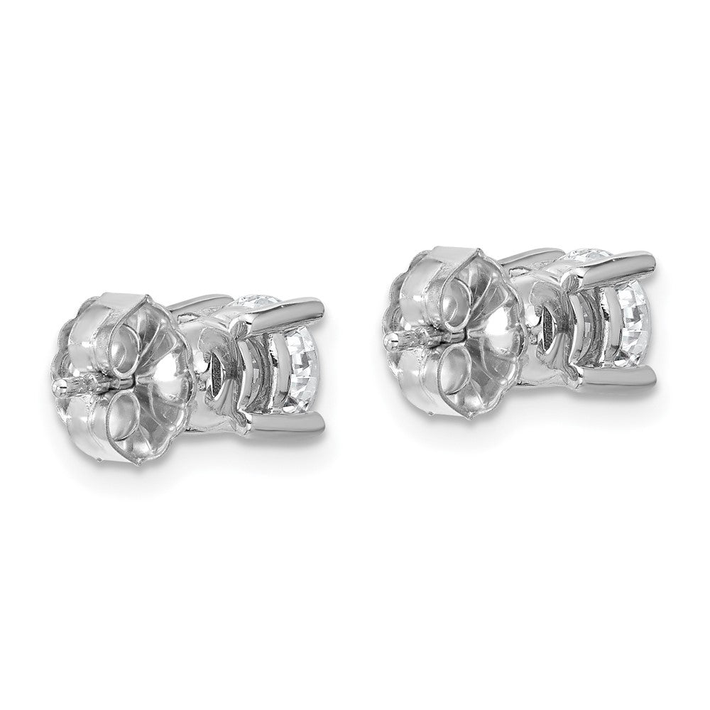 14k White Gold 1 1/2 carat Lab Grown Diamond VS+ F+ Round Complete Four Prong Heavyweight Stud Earrings