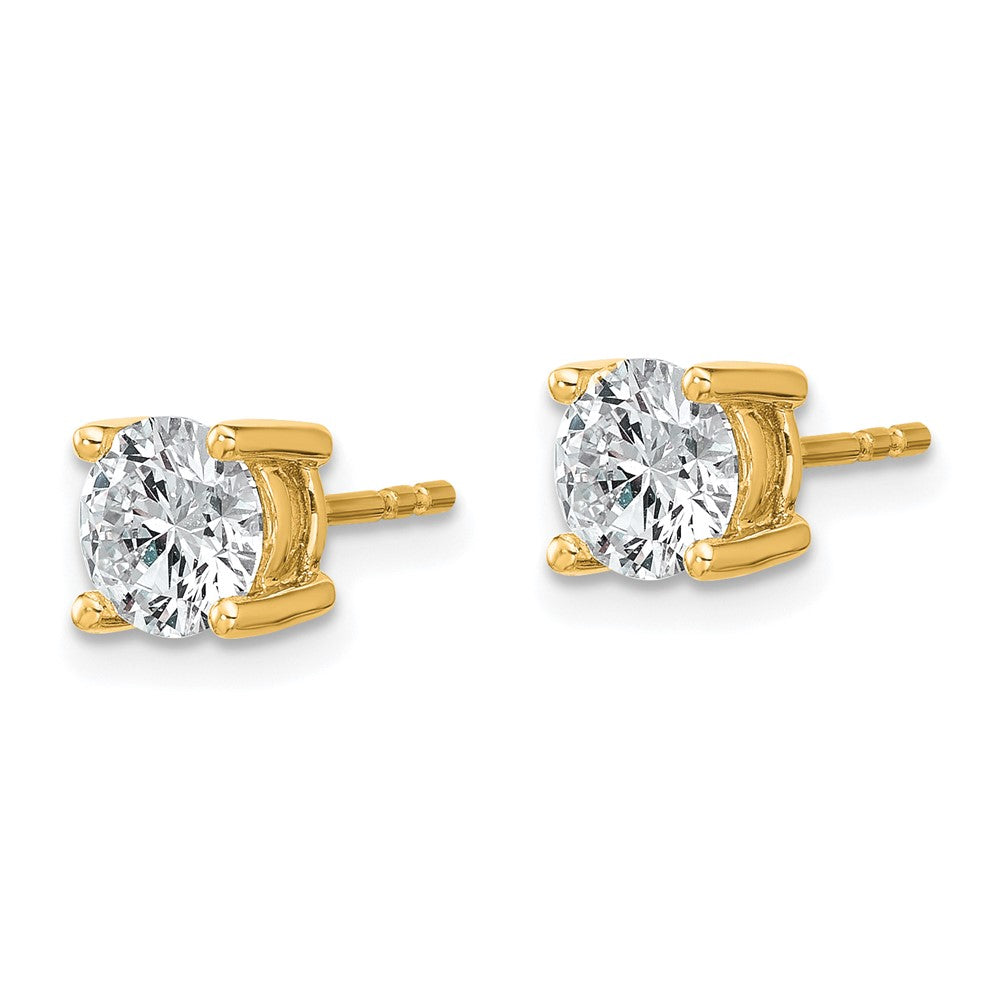 14k 1 1/2 carat Certified Lab Grown Diamond VS+ F+ Round Complete Four Prong Heavyweight Stud Earrings