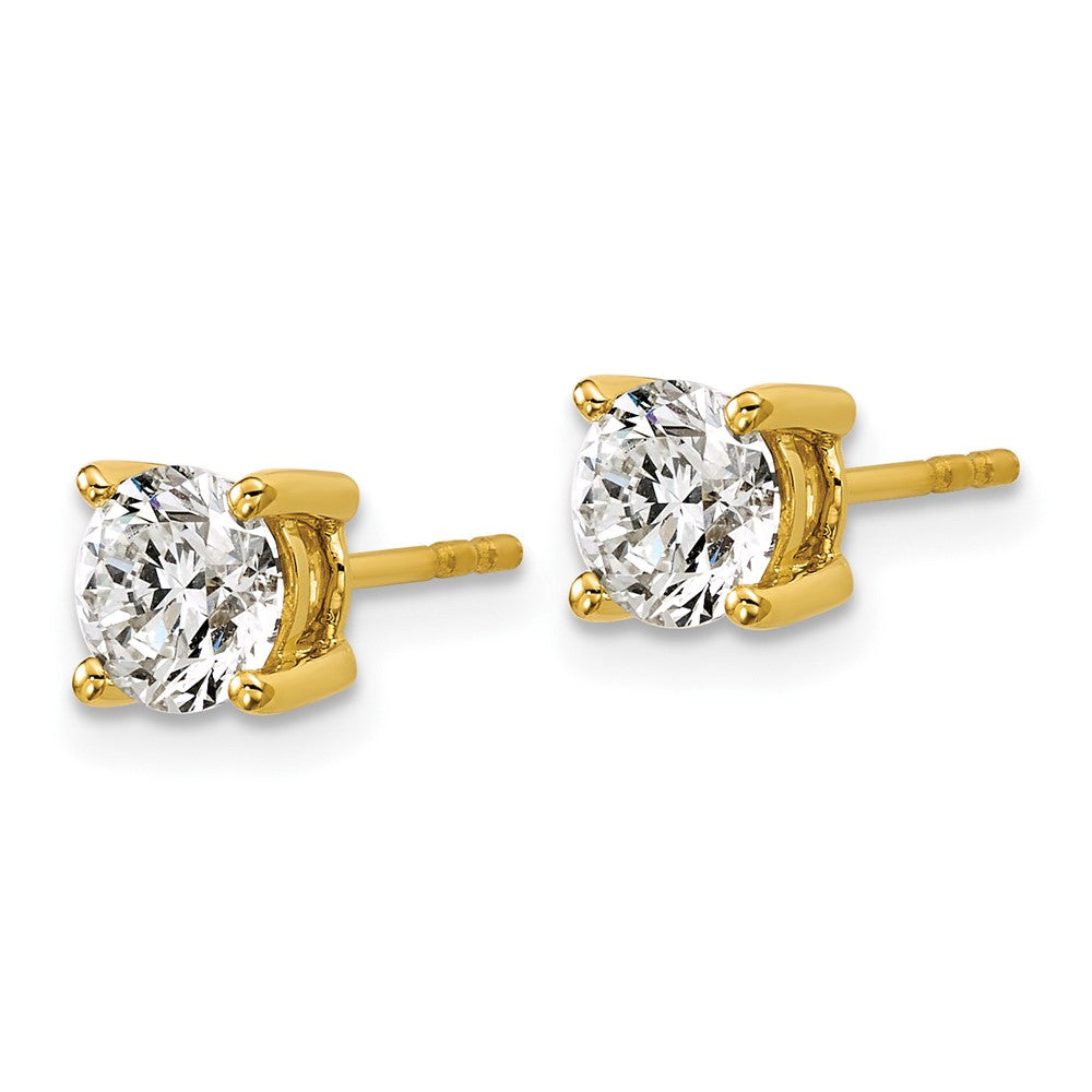 14k 1 1/2 carat Certified Lab Grown Diamond VS/SI+ G+ Round Complete Four Prong Heavyweight Stud Earrings