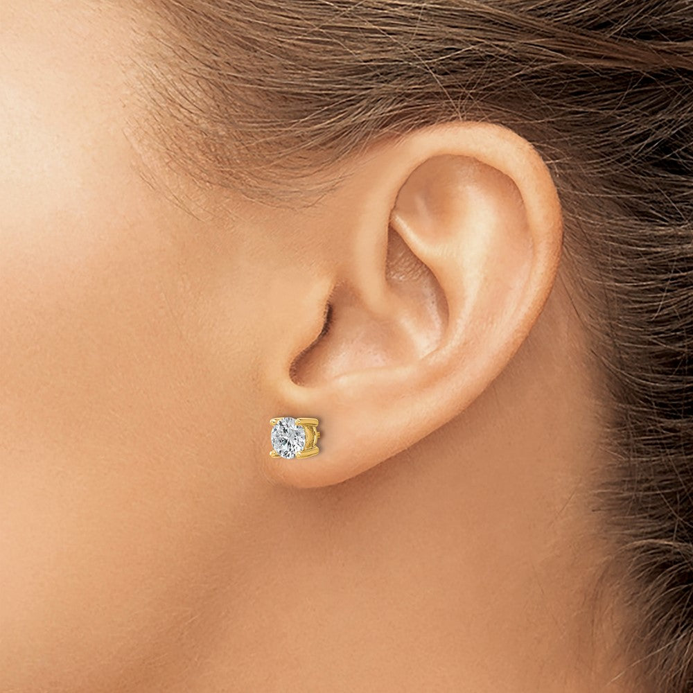 14k 1 1/2 carat Certified Lab Grown Diamond VS/SI+ G+ Round Complete Four Prong Heavyweight Stud Earrings