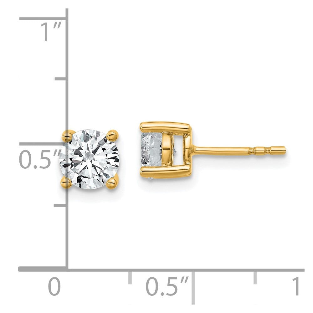 14k 1 1/2 carat Certified Lab Grown Diamond VS/SI+ G+ Round Complete Four Prong Heavyweight Stud Earrings