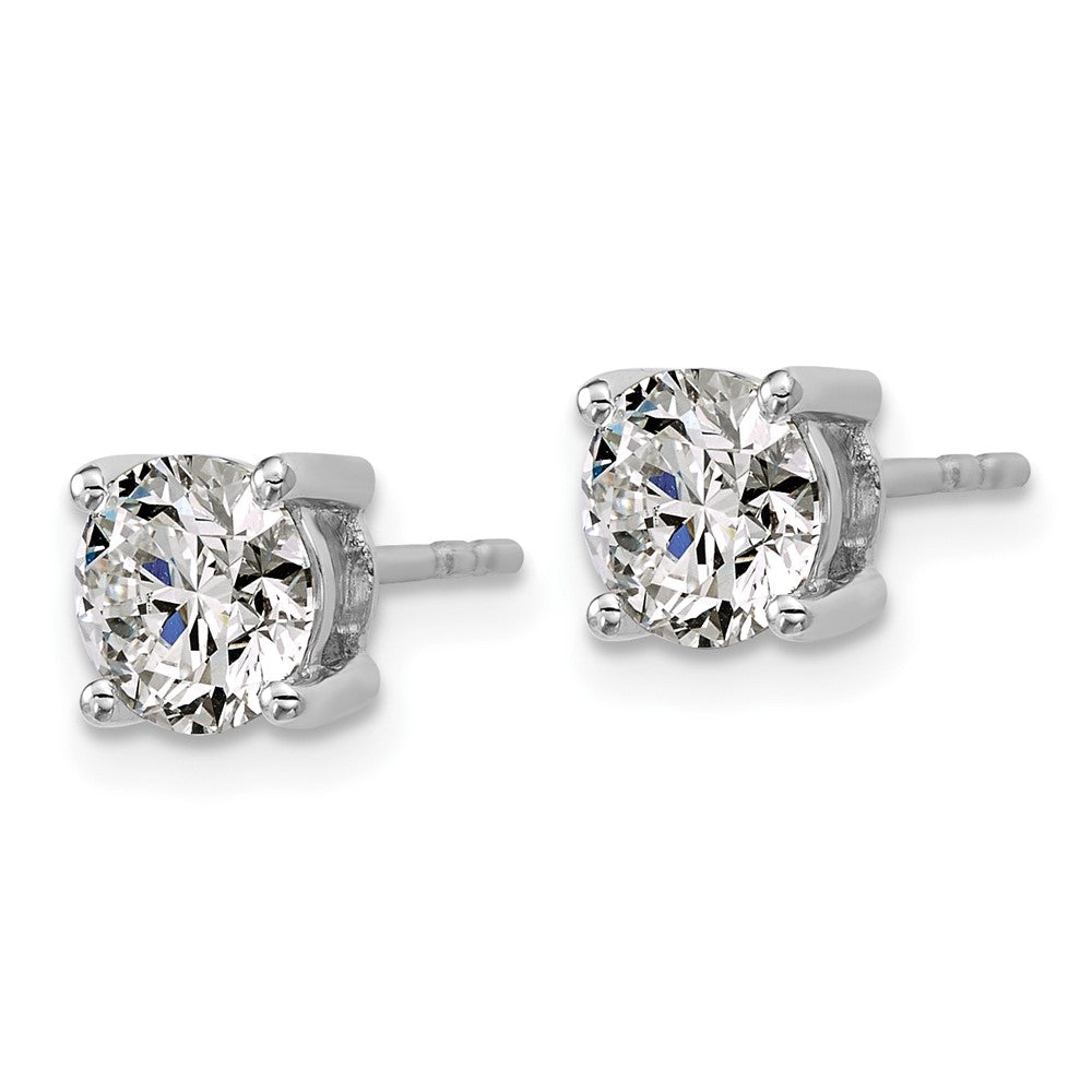 14k White Gold 2 carat Lab Grown Diamond VS/SI+ G+ Round Complete Four Prong Heavyweight Stud Earrings