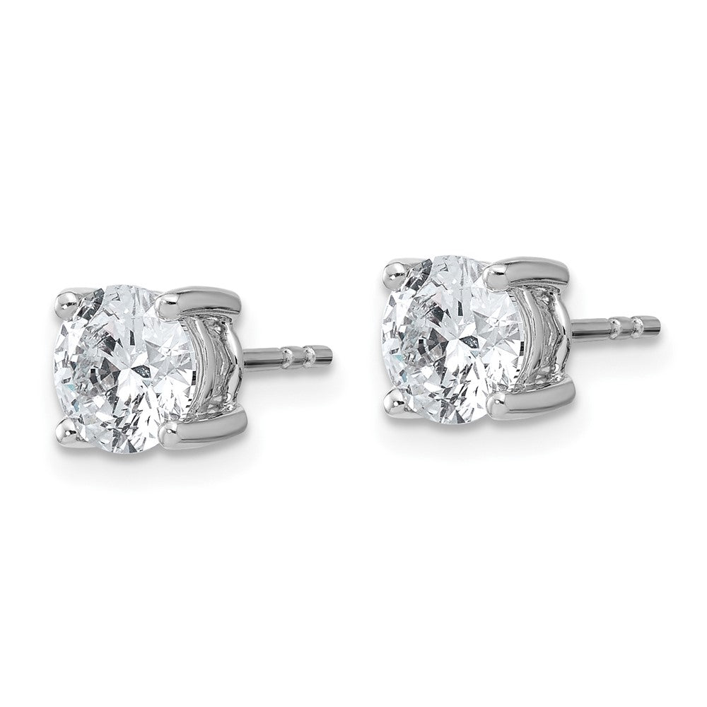 14k White Gold 2 carat Certified Lab Grown Diamond VS/SI+ G+ Round Complete Four Prong Heavyweight Stud Earrings