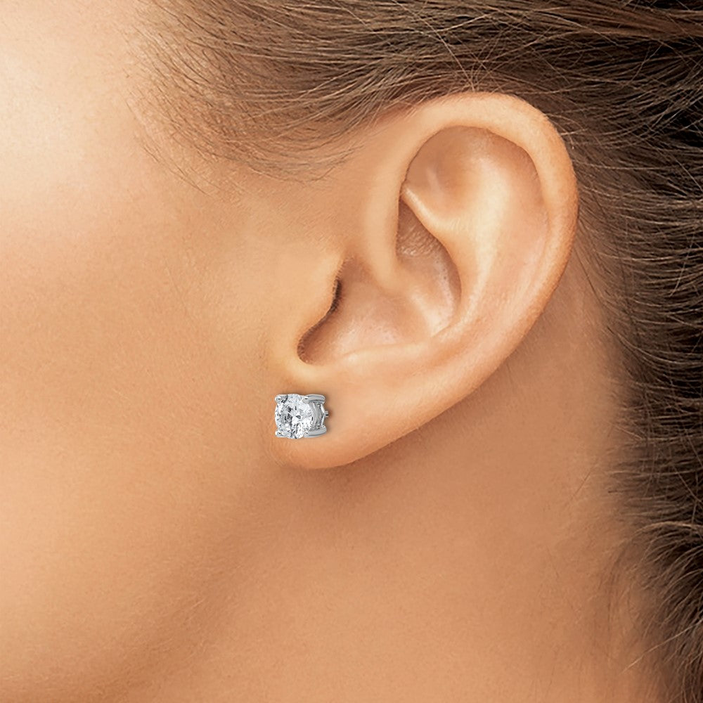14k White Gold 2 carat Certified Lab Grown Diamond VS/SI+ G+ Round Complete Four Prong Heavyweight Stud Earrings