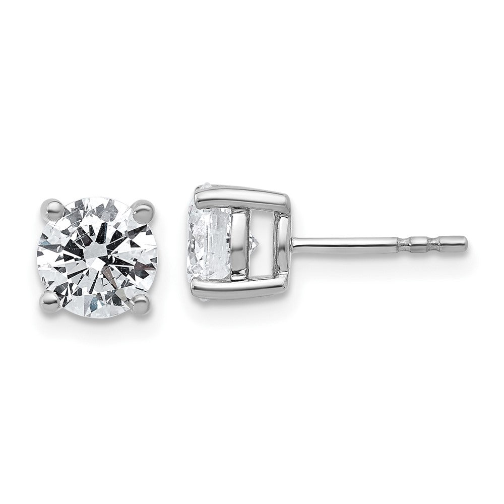 14k White Gold 2 carat Lab Grown Diamond VS/SI+ G+ Round Complete Four Prong Heavyweight Stud Earrings