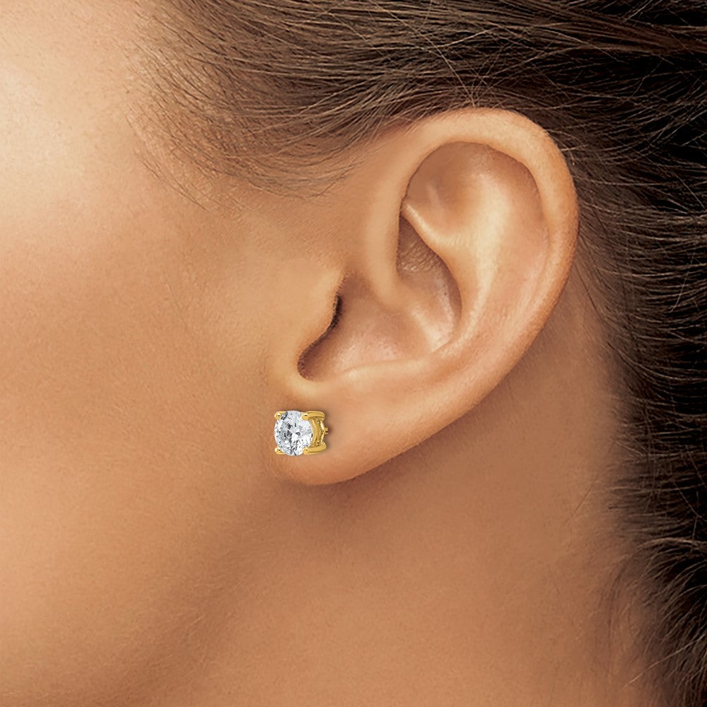 14k 2 carat Certified Lab Grown Diamond VS+ F+ Round Complete Four Prong Heavyweight Stud Earrings