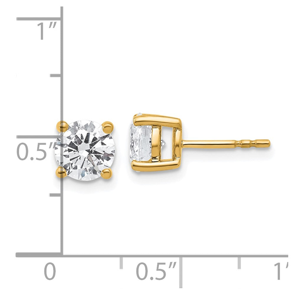 14k 2 carat Certified Lab Grown Diamond VS+ F+ Round Complete Four Prong Heavyweight Stud Earrings