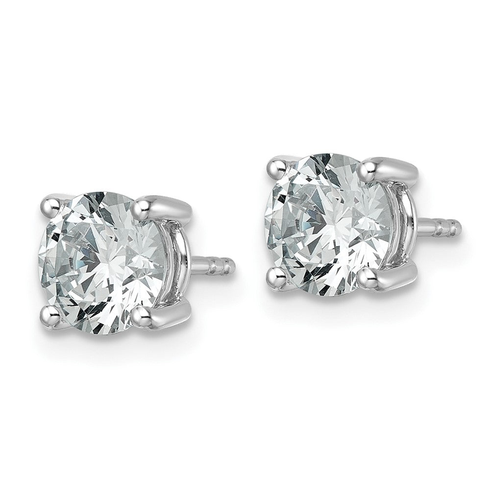 14k White Gold 2 1/2 carat Lab Grown Diamond VS/SI+ G+ Round Complete Four Prong Heavyweight Stud Earrings