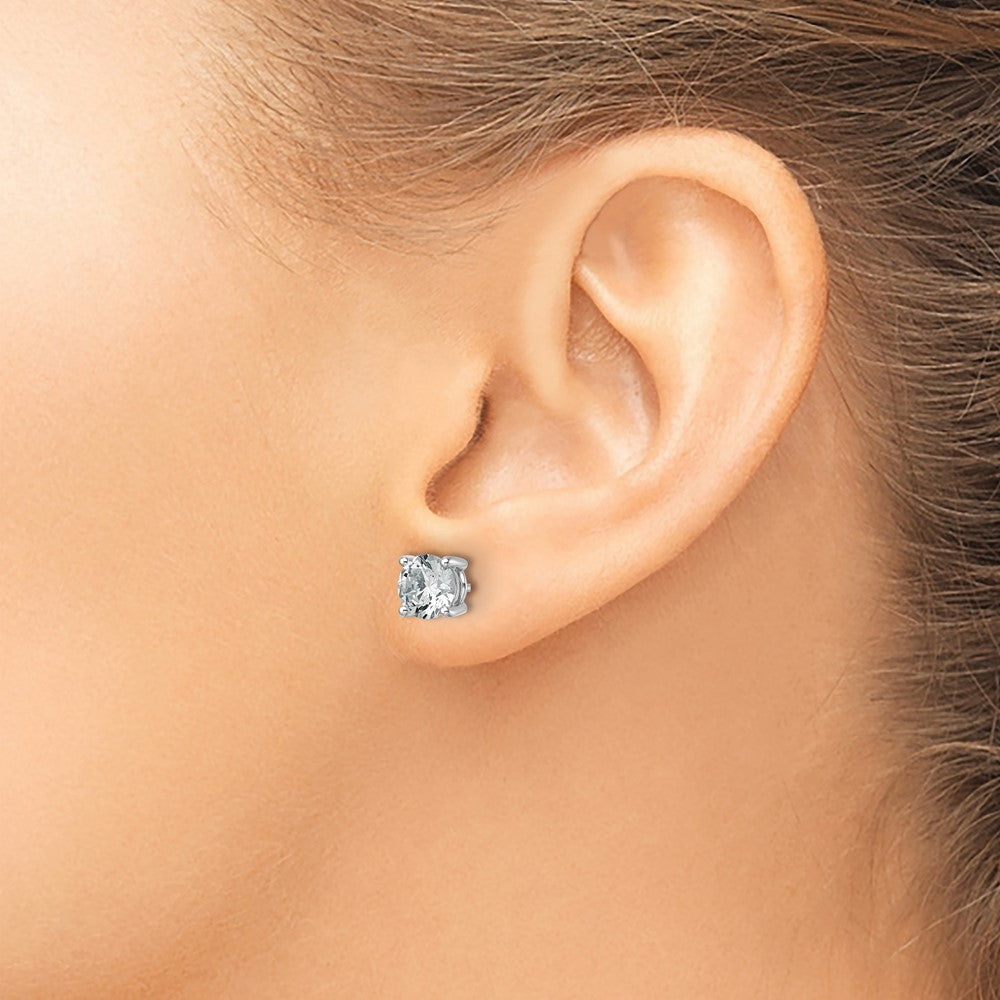 14k White Gold 2 1/2 carat Lab Grown Diamond VS/SI+ G+ Round Complete Four Prong Heavyweight Stud Earrings