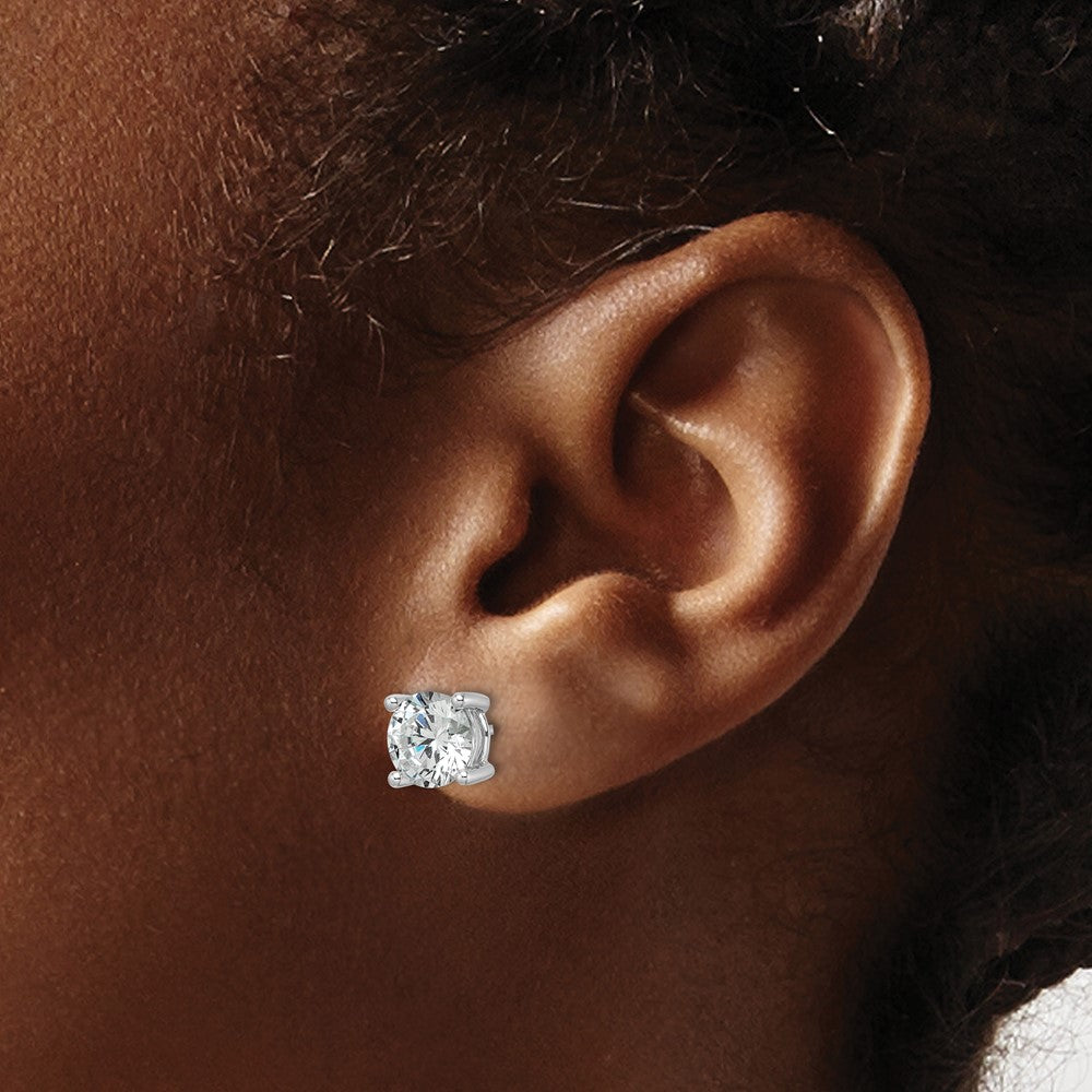 14k White Gold 3 carat Certified Lab Grown Diamond VS+ F+ Round Complete Four Prong Heavyweight Stud Earrings