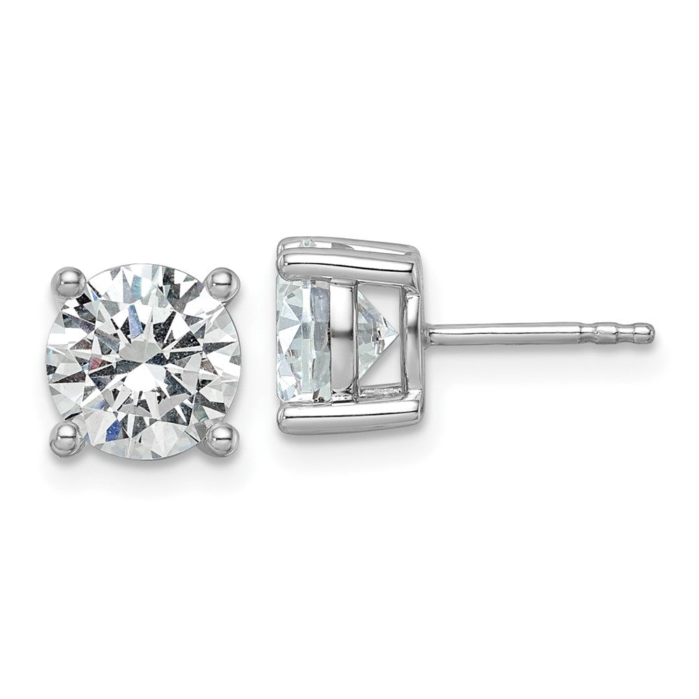 14k White Gold 3 carat Certified Lab Grown Diamond VS/SI+ G+ Round Complete Four Prong Heavyweight Stud Earrings
