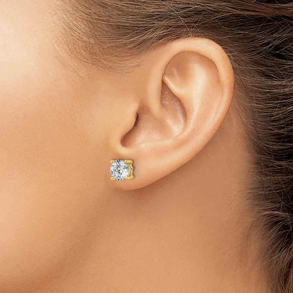 14k 3 carat Lab Grown Diamond VS/SI+ G+ Round Complete Four Prong Heavyweight Stud Earrings