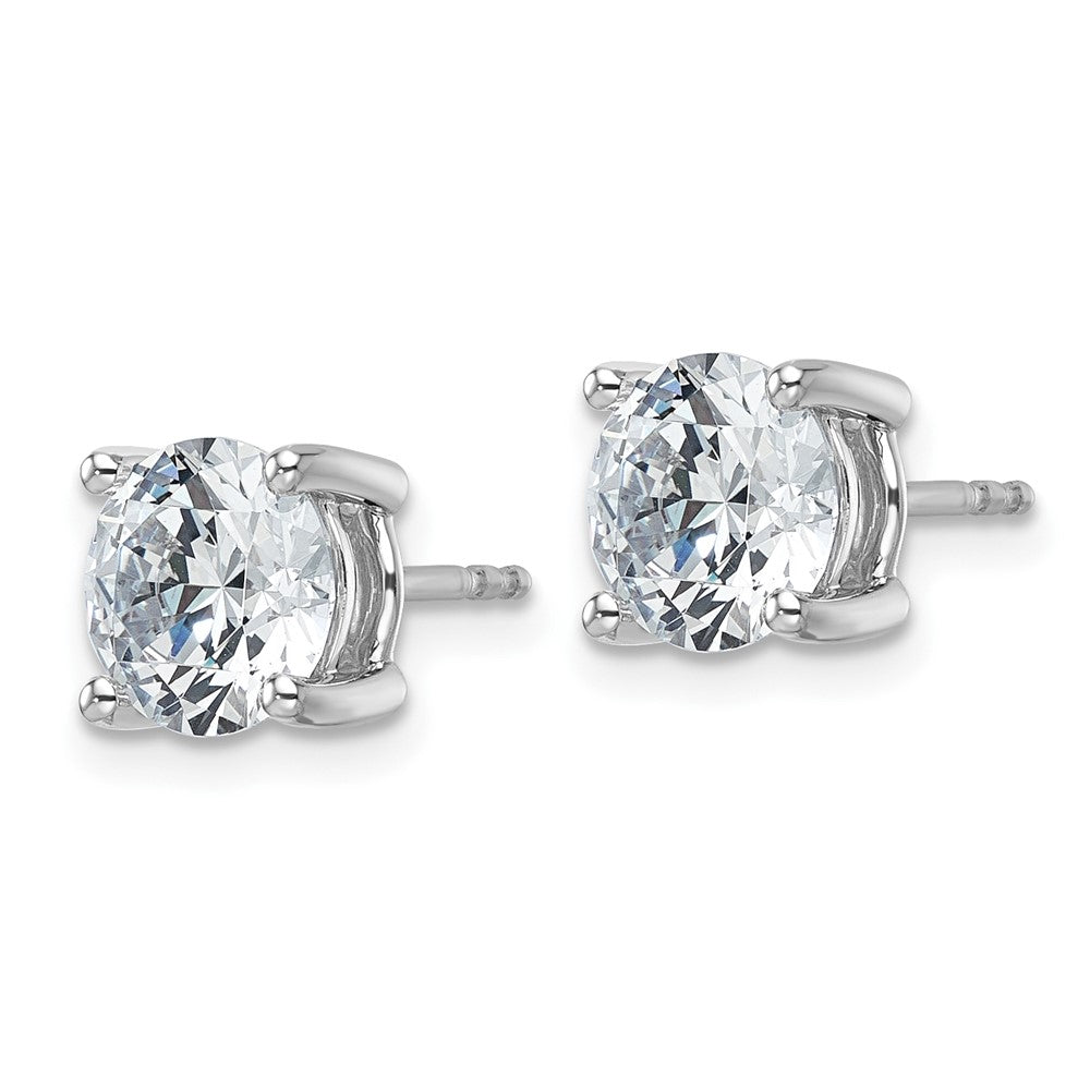 14k White Gold 4 carat Lab Grown Diamond VS/SI+ G+ Round Complete Four Prong Heavyweight Stud Earrings