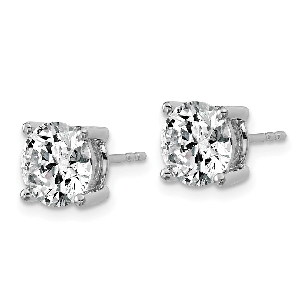 14k White Gold 4 carat Certified Lab Grown Diamond VS+ F+ Round Complete Four Prong Heavyweight Stud Earrings