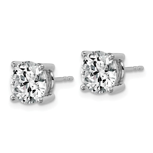 14k White Gold 4 carat Certified Lab Grown Diamond VS+ F+ Round Complete Four Prong Heavyweight Stud Earrings