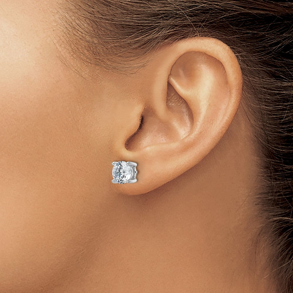 14k White Gold 4 carat Lab Grown Diamond VS/SI+ G+ Round Complete Four Prong Heavyweight Stud Earrings