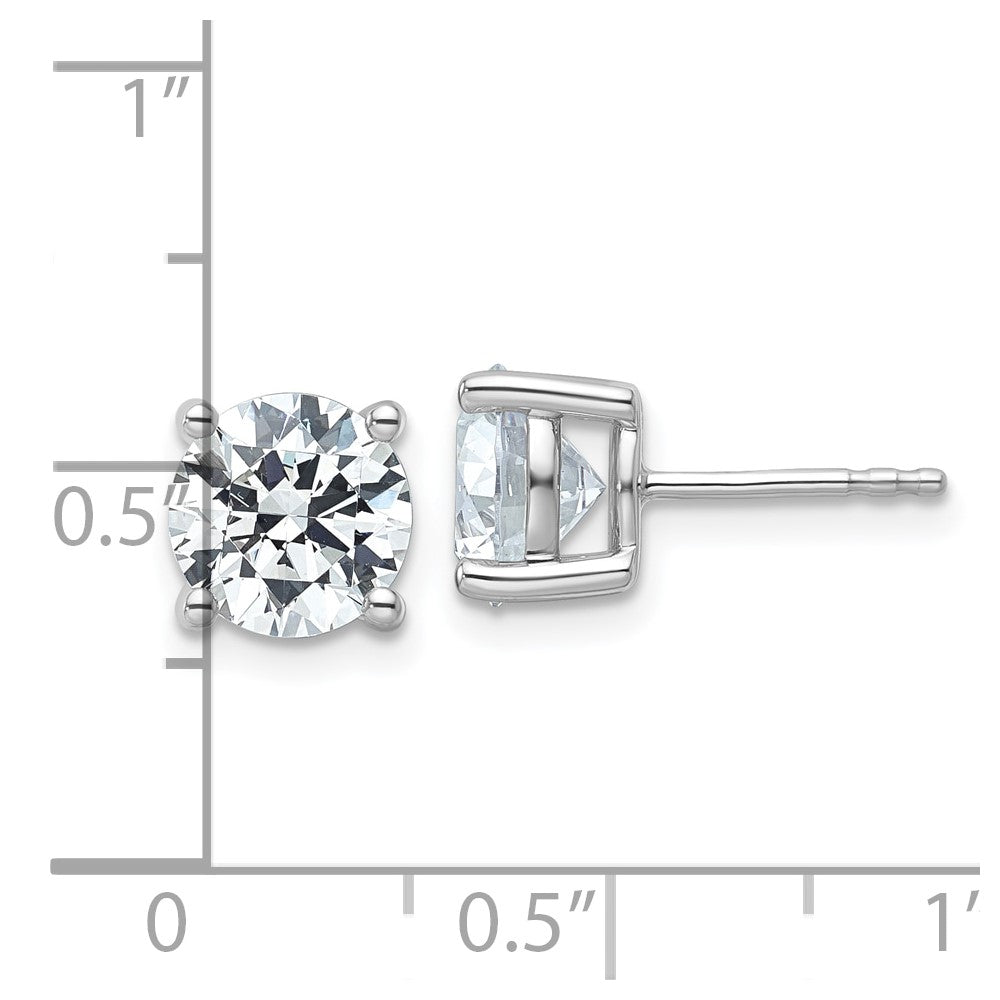 14k White Gold 4 carat Lab Grown Diamond VS/SI+ G+ Round Complete Four Prong Heavyweight Stud Earrings