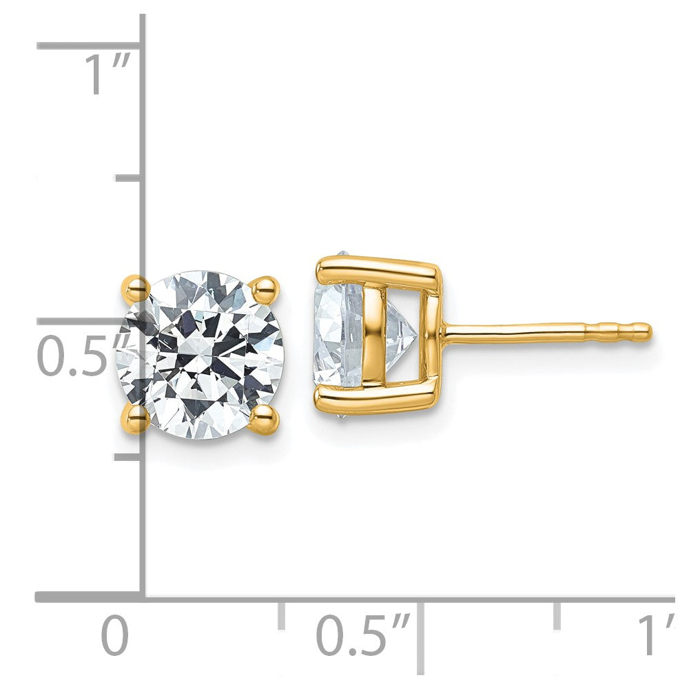 14k 4 carat Certified Lab Grown Diamond VS/SI+ G+ Round Complete Four Prong Heavyweight Stud Earrings