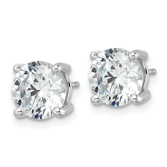 14k White Gold 5 carat Lab Grown Diamond VS/SI+ G+ Round Complete Four Prong Heavyweight Stud Earrings