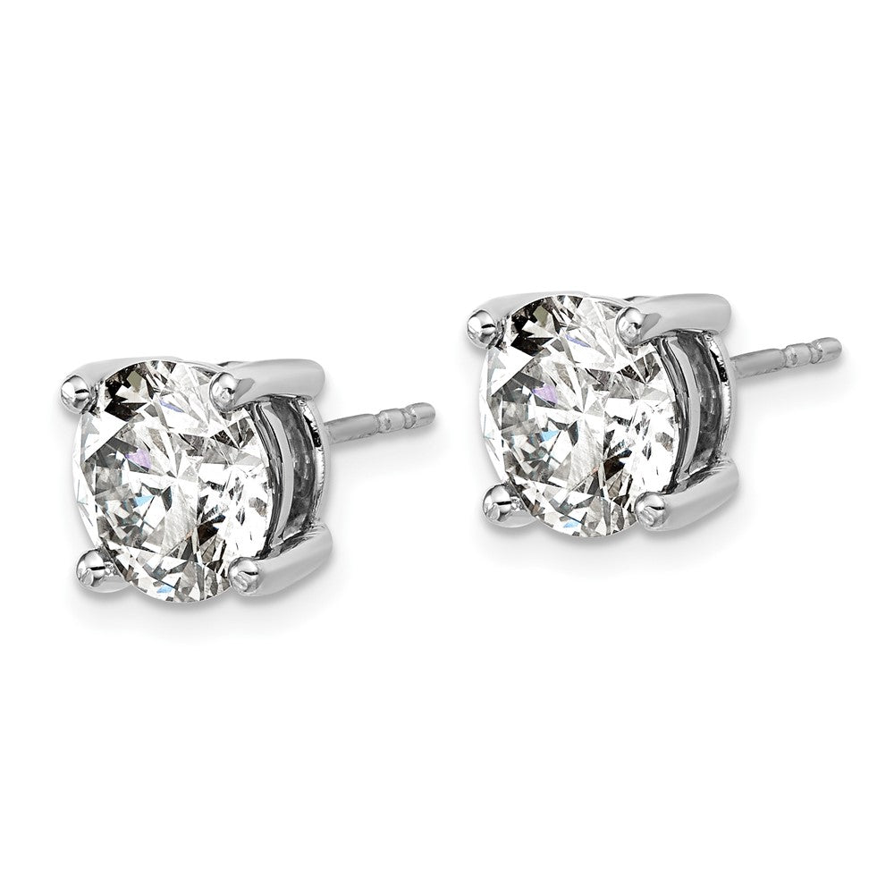 14k White Gold 5 carat Lab Grown Diamond VS+ F+ Round Complete Four Prong Heavyweight Stud Earrings