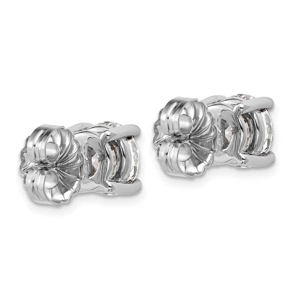 14k White Gold 5 carat Lab Grown Diamond VS+ F+ Round Complete Four Prong Heavyweight Stud Earrings