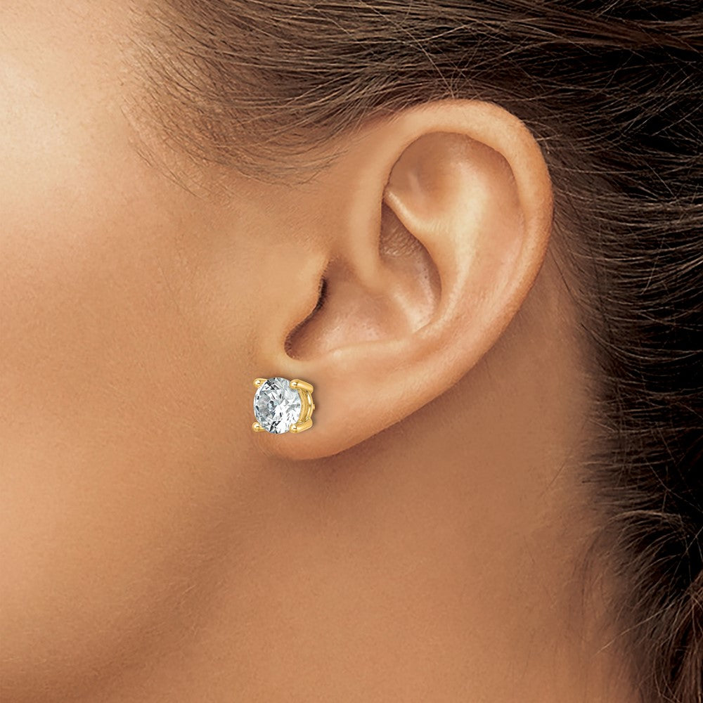 14k 6 carat Lab Grown Diamond VS/SI+ G+ Round Complete Four Prong Heavyweight Stud Earrings
