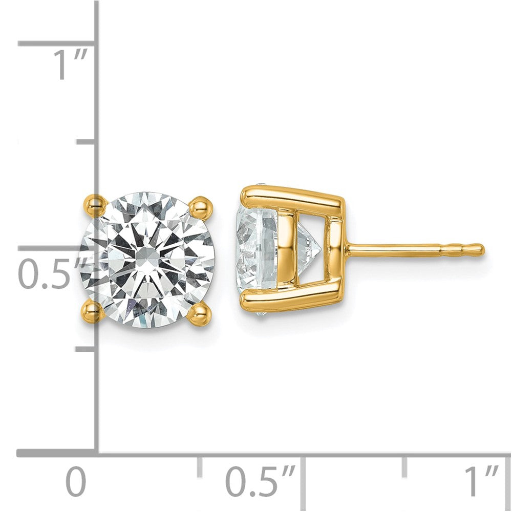 14k 6 carat Lab Grown Diamond VS/SI+ G+ Round Complete Four Prong Heavyweight Stud Earrings