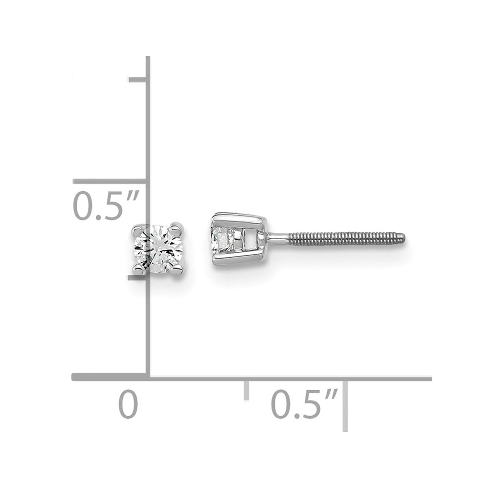 14k White Gold 1/5 carat Certified Lab Grown Diamond VS+ F+ Round Complete Four Prong Screwback Heavyweight Stud Earrings
