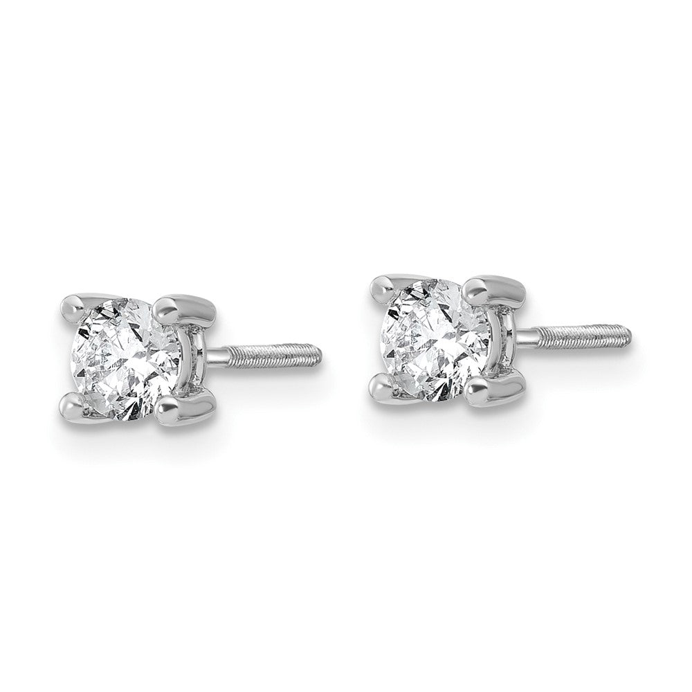 14k White Gold 5/8 carat Lab Grown Diamond VS/SI+ G+ Round Complete Four Prong Screwback Heavyweight Stud Earrings