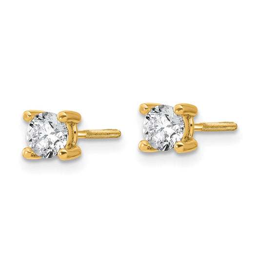 14k 5/8 carat Lab Grown Diamond VS/SI+ G+ Round Complete Four Prong Screwback Heavyweight Stud Earrings