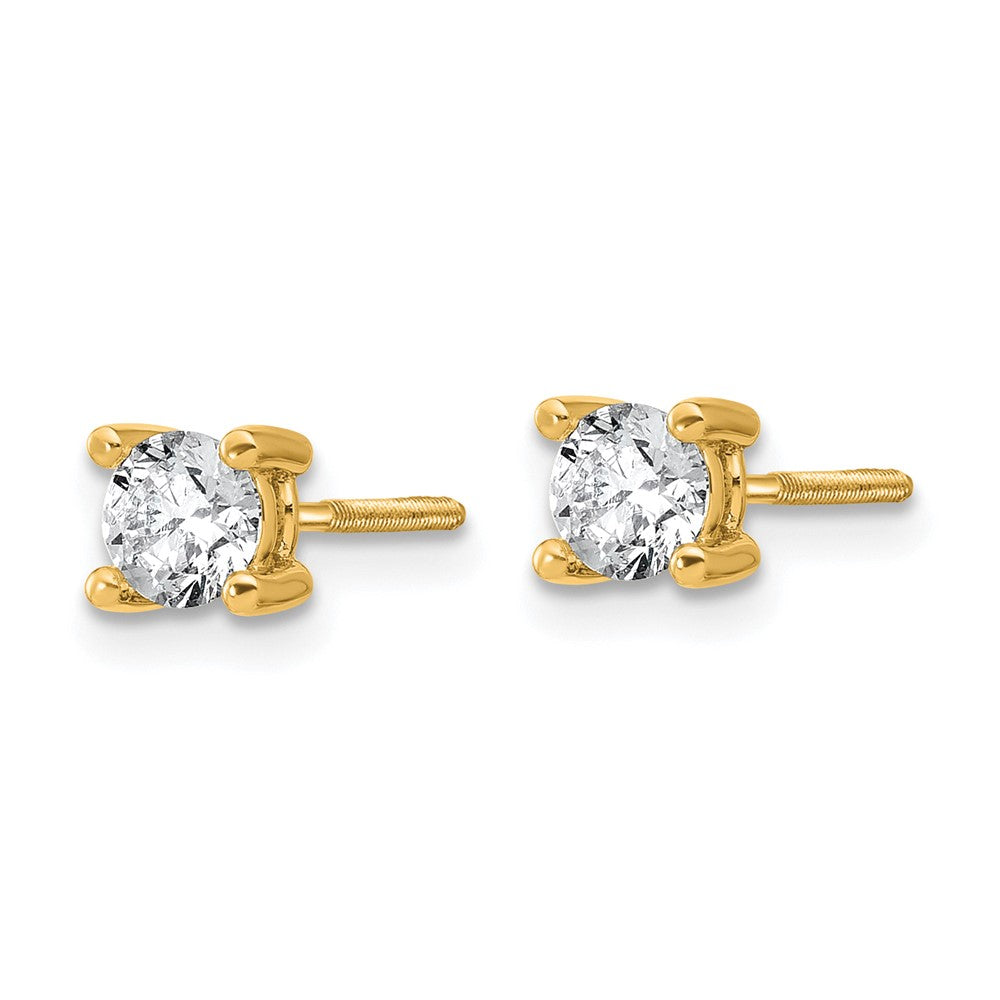 14k 5/8 carat Lab Grown Diamond VS+ F+ Round Complete Four Prong Screwback Heavyweight Stud Earrings