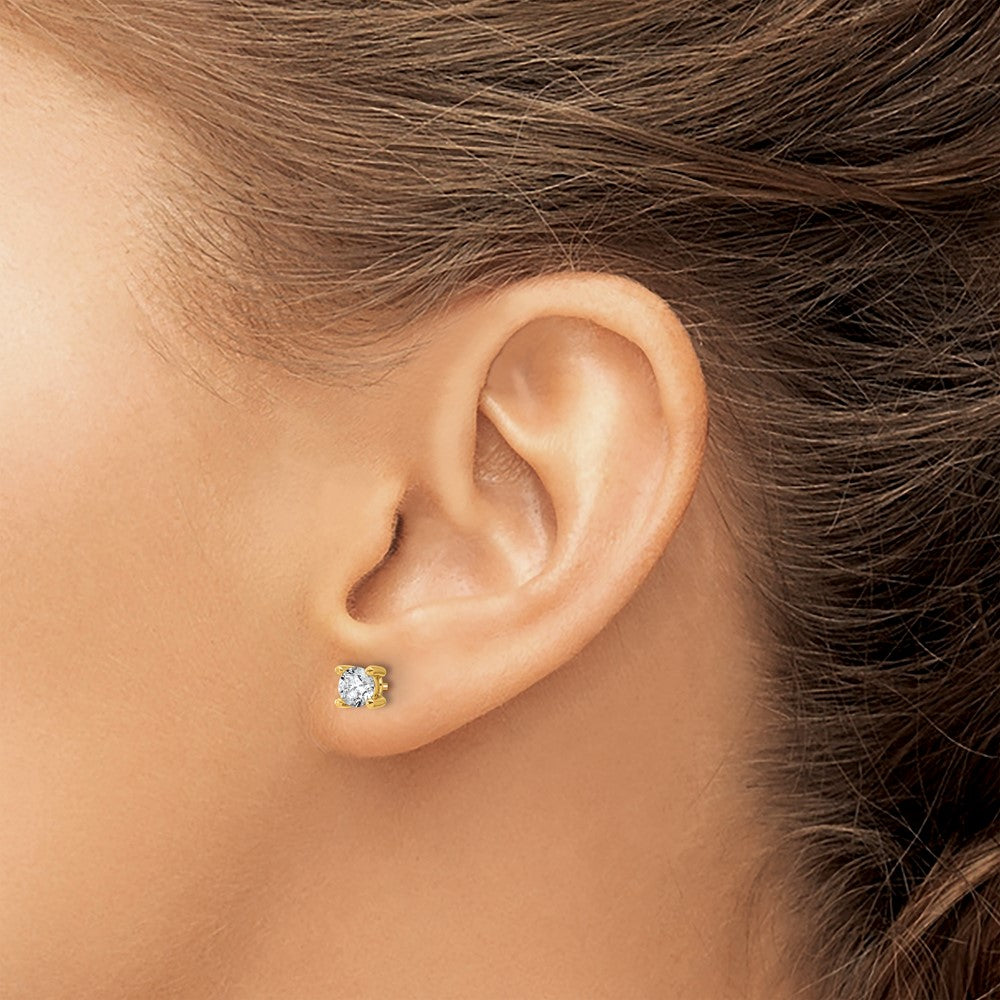 14k 5/8 carat Certified Lab Grown Diamond VS+ F+ Round Complete Four Prong Screwback Heavyweight Stud Earrings