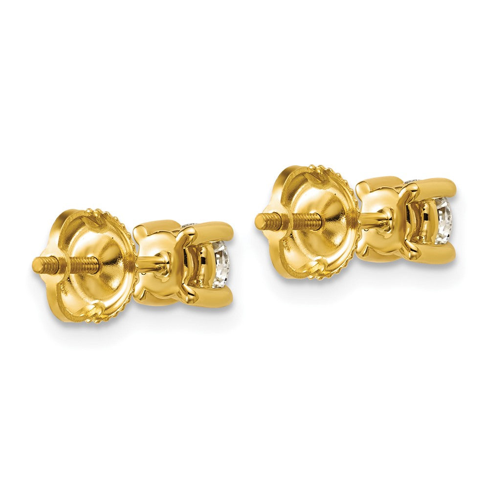 14k 5/8 carat Certified Lab Grown Diamond VS+ F+ Round Complete Four Prong Screwback Heavyweight Stud Earrings