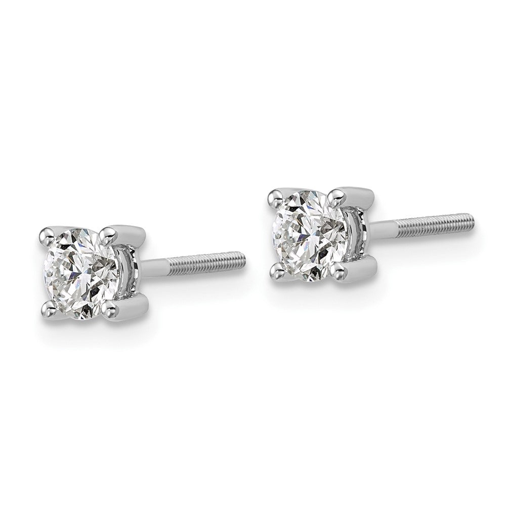 14k White Gold 3/4 carat Certified Lab Grown Diamond VS/SI+ G+ Round Complete Four Prong Screwback Heavyweight Stud Earrings